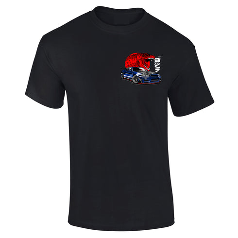 JDM T-Shirt Japanese Modified Automotive Street Drift Drag Race Car Godzilla Monster 06